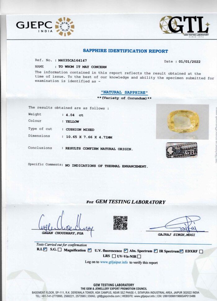 YS266-1-scaled-1.jpg Yellow Sapphire 4.04 Carat (4.44 Ratti) - Image 5