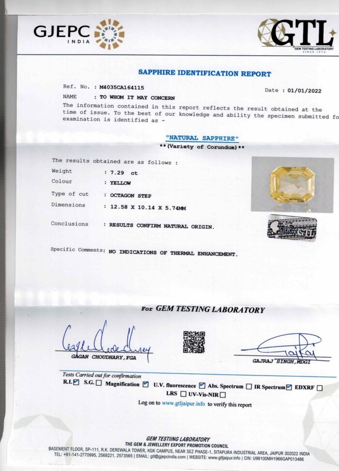 Yellow Sapphire 7.3 Carat (8.03 Ratti) - Image 4