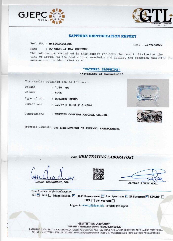 Blue Sapphire 7.68 Carat (8.45 Ratti) - Image 2