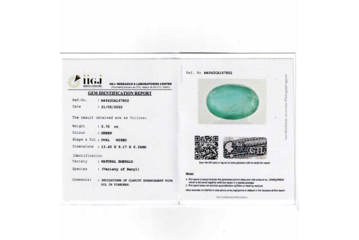 Emerald 5.70Carat (6.27 Ratti) - Image 2
