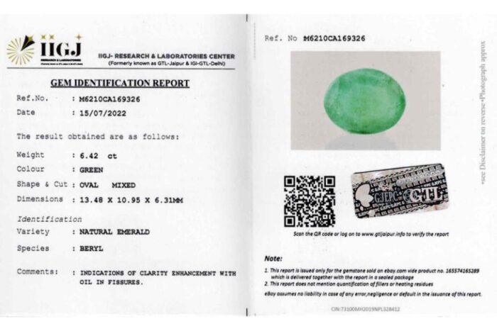 emr206.jpg Emerald 6.42Carat (7.06Ratti) - Image 2