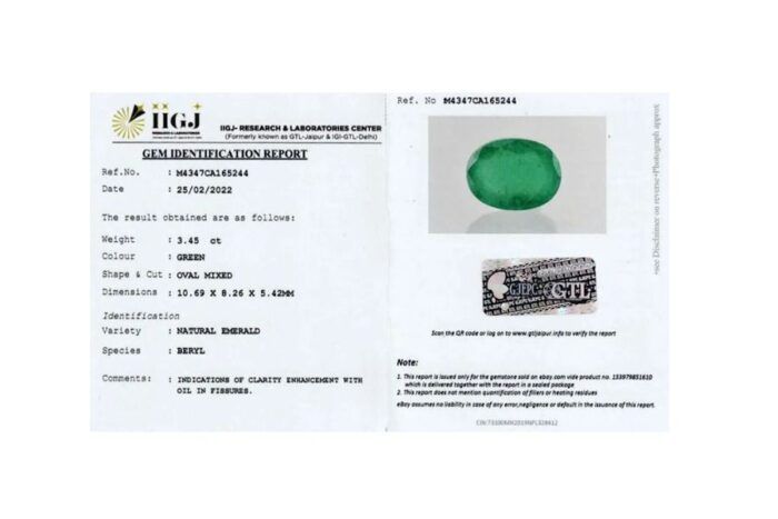 emr53-2.jpg Emerald 3.44 Carat (3.82 Ratti) - Image 2