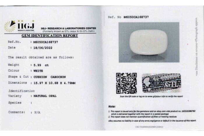 op108.jpg Opal 5.99 Carat (6.58 Ratti) - Image 2