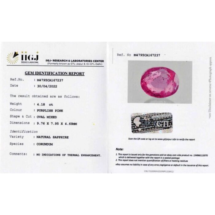 ps5.jpg Pink Sapphire (Gulabi Pukhraj) 4.18 Carat (4.58 Ratti) - Image 2