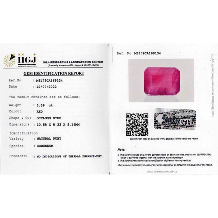rb190.jpg Ruby 5.59Carat (6.15Ratti) - Image 2