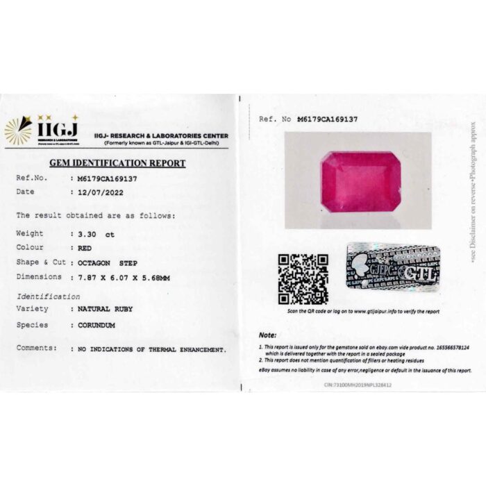rb193.jpg Ruby 3.30Carat (3.63Ratti) - Image 2