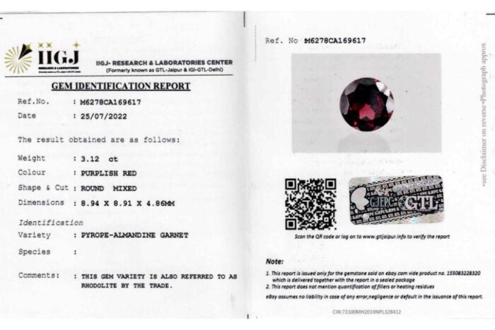 Rhodolite Garnet 3.12 Carat (3.43Ratti) - Image 2