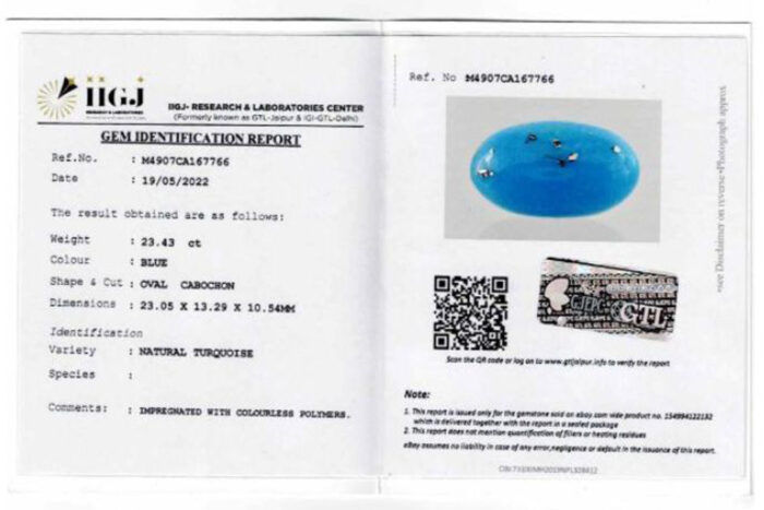 Turquoise (Firoza) 23.40 Carat (25.74 Ratti) - Image 2
