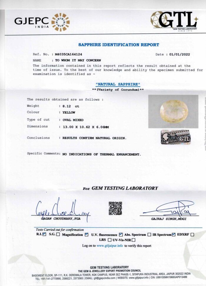 Yellow Sapphire 8.12 Carat (9 Ratti) - Image 5