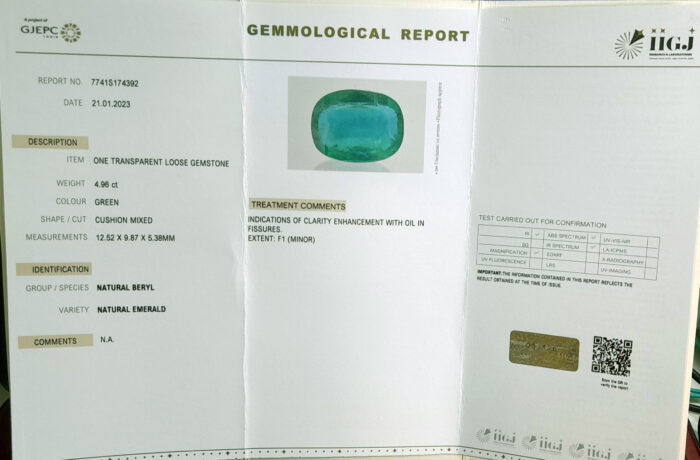 Emerald 4.96 Carat (5.46 Ratti) Panna - Image 2