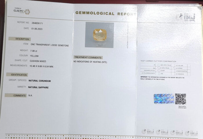 Yellow Sapphire 7.08 Carat (7.79 Ratti) - Image 2