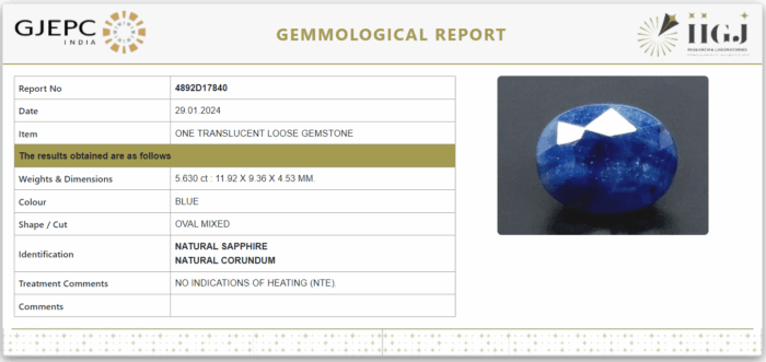 Blue Sapphire 5.63 Carat (6.19 Ratti) - Image 2