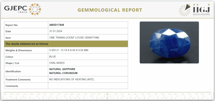 GABS244 Blue Sapphire 5.42 Carat (5.96 Ratti) - Image 2