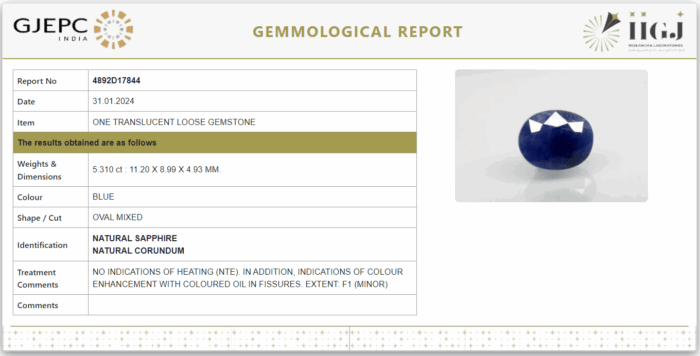 Blue Sapphire 5.31 Carat (5.84 Ratti) - Image 2