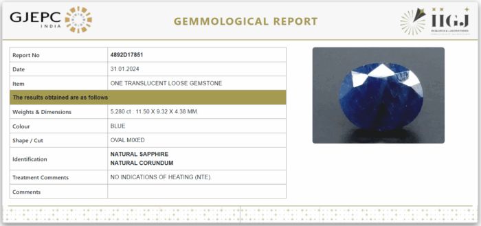 Blue Sapphire 5.28 Carat (5.81 Ratti) - Image 2