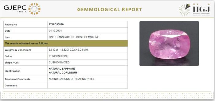 PS10 Pink Sapphire 5.63 Carat (6.19 Ratti) - Image 4