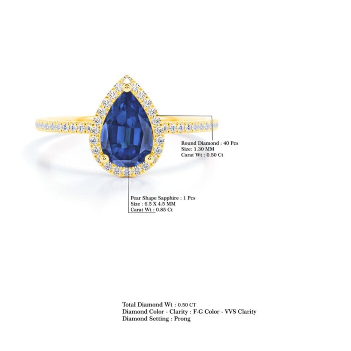 Vintage Blue Sapphire Engagement Ring - Image 3