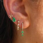 Natural Earth Mined Emerald Hoops Earrings - Image 2