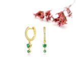 Natural Earth Mined Emerald Hoops Earrings - Image 7