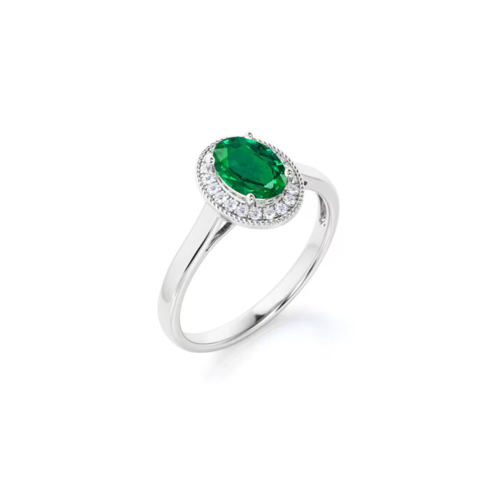 1 Ct Emerald & Diamond Cluster Ring - Image 2
