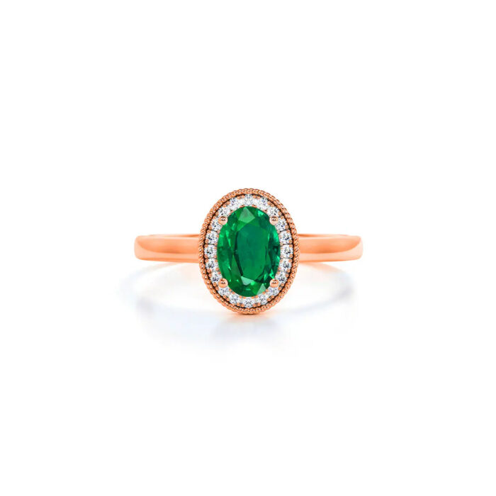 1 Ct Emerald & Diamond Cluster Ring - Image 5
