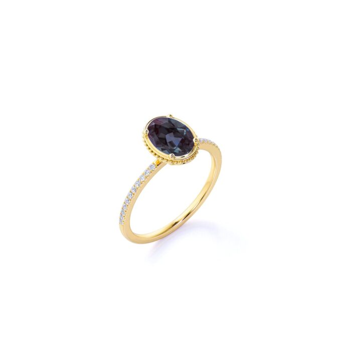 Tourmaline Diamond Ring in 14K Solid Gold - Image 9