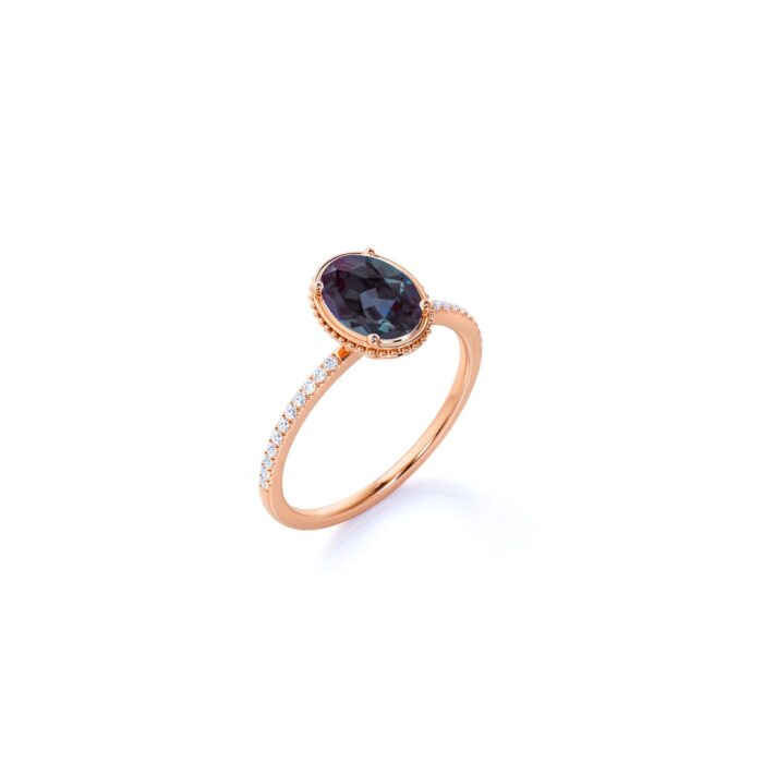 Tourmaline Diamond Ring in 14K Solid Gold - Image 5