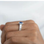 Blue Sapphire & Natural Diamond Engagement Ring - Image 4