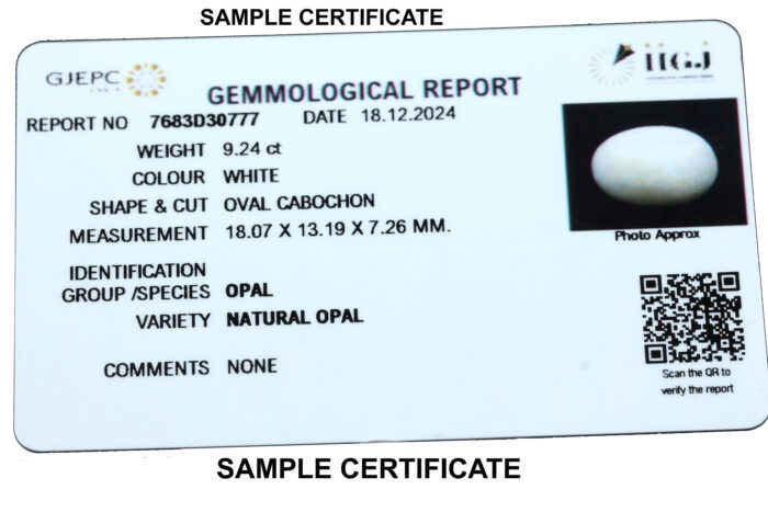 Sample certi opal IIGJ CERTIFIED