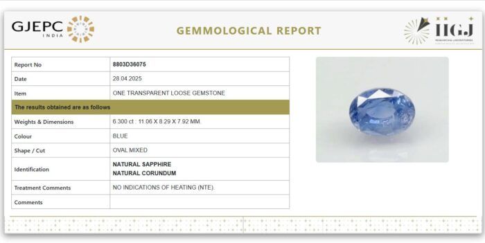 Blue Sapphire 6.30 Carat (Neelam 6.93 Ratti) - Image 2