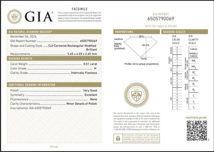 GIA Certified Diamond 0.51 Carat H IF - Image 2