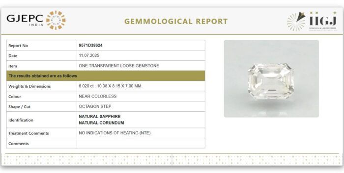 White Sapphire 6.02 Carat (Safed Pukhraj 6.62 Ratti) - Image 2