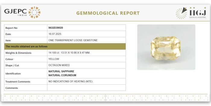 Yellow Sapphire 14.10 Carat (15.51 Ratti Pukhraj) - Image 2