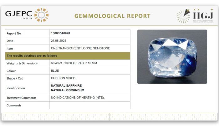 GABS324 Blue Sapphire 6.94 Carat (Neelam 7.63 Ratti) - Image 2