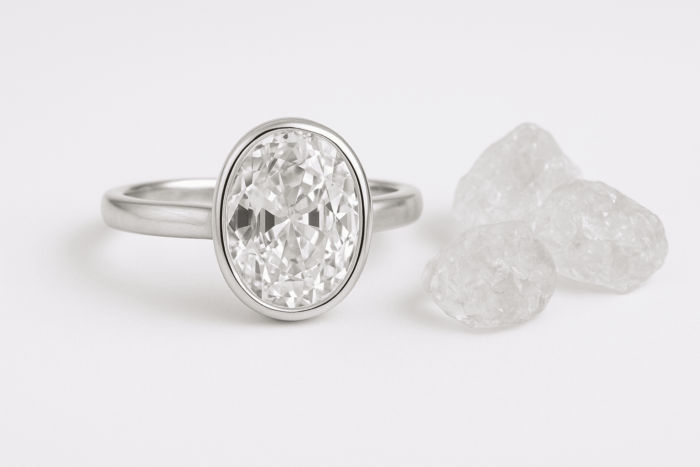 Real Zircon 2 Real Zircon Oval Sterling Silver Ring - Image 3