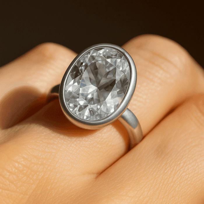 Real Zircon 3 Real Zircon Oval Sterling Silver Ring - Image 2