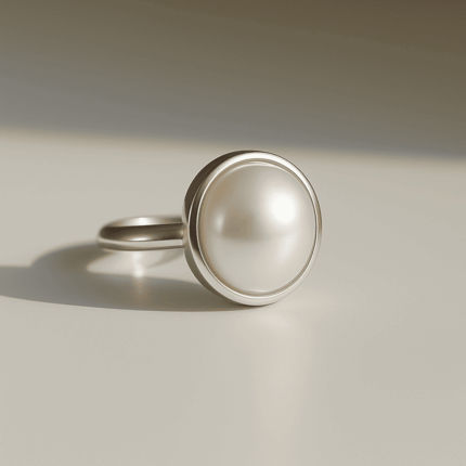 South Sea Pearl Round Sterling Silver Ring
