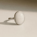 Minimum Fire White Opal Oval Sterling Silver Ring