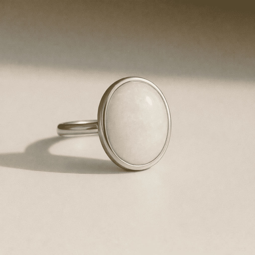 IMG_2111 Minimum Fire White Opal Oval Sterling Silver Ring - Image 1