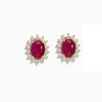 Natural Ruby & Diamond Earrings Studs - Image 2