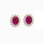 Natural Ruby & Diamond Earrings Studs - Image 4