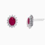Natural Ruby & Diamond Earrings Studs - Image 3