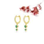 Natural Earth Mined Emerald Hoops Earrings - Image 6