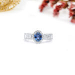 Blue Sapphire & Natural Diamond Engagement Ring