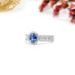 Blue Sapphire & Natural Diamond Engagement Ring - Image 3