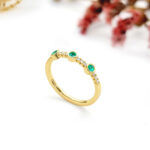 Emerald and Diamond Ring, Round emerald engagement ring - Image 5