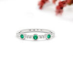 Emerald and Diamond Ring, Round emerald engagement ring - Image 3