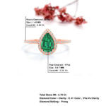 Natural EMERALD DIAMOND RING - Pear Shape Emerald Ring - Image 7