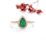 Natural EMERALD DIAMOND RING - Pear Shape Emerald Ring - Image 5