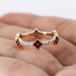 Natural Ruby Clover Leaf Ring With Natural Diamond - Image 3